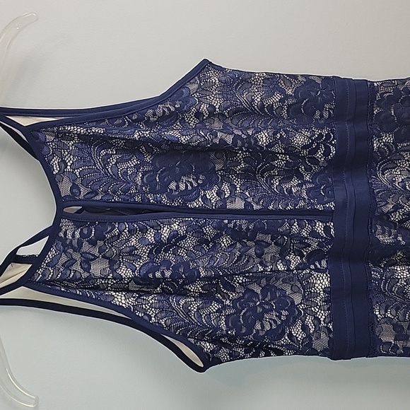 Elegant Navy Lace Dress - Picture 3 of 8